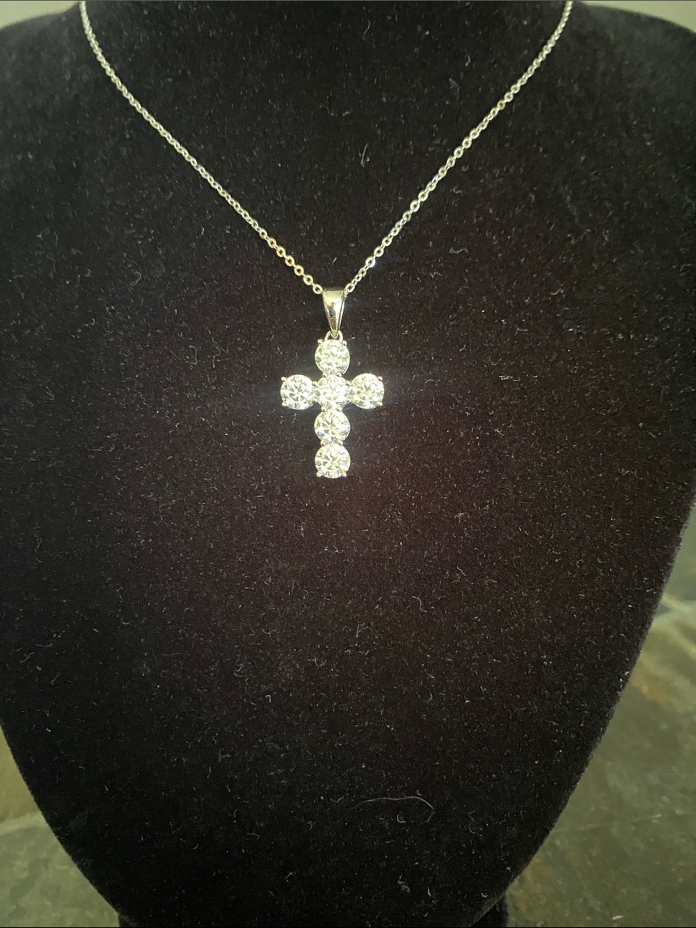 Moissanite  925 Cross Pendant with Necklace - Clear 3.03 CT  16+2"